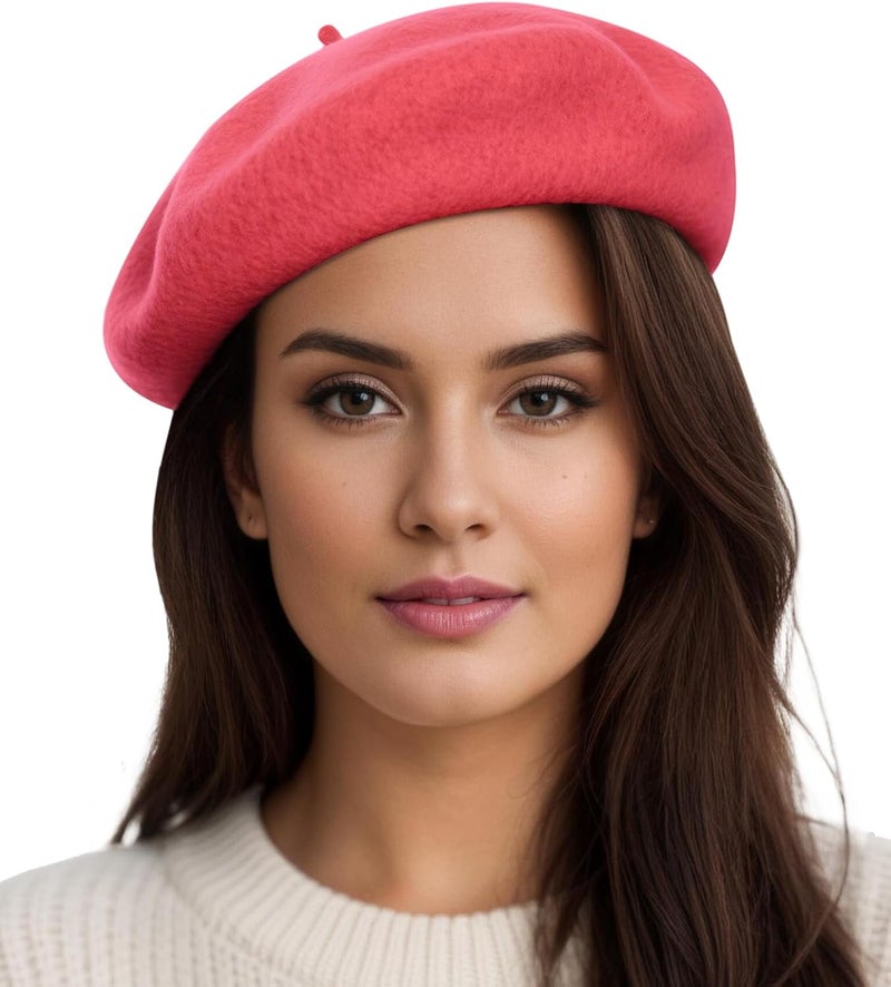 Sumolux Women Beret Hat Wool Vintage French Solid Color Classic Winter Cap - Image 1